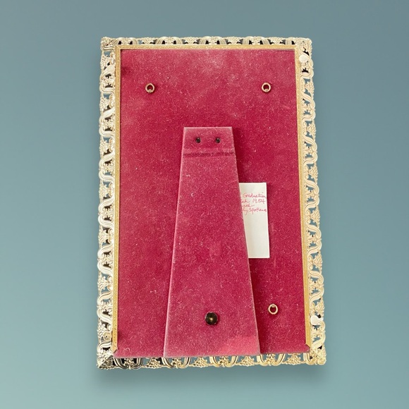 1954 Hollywood Regency Standing Mirror Vanity Display Tray 10x15” w/ Note - Picture 5 of 12